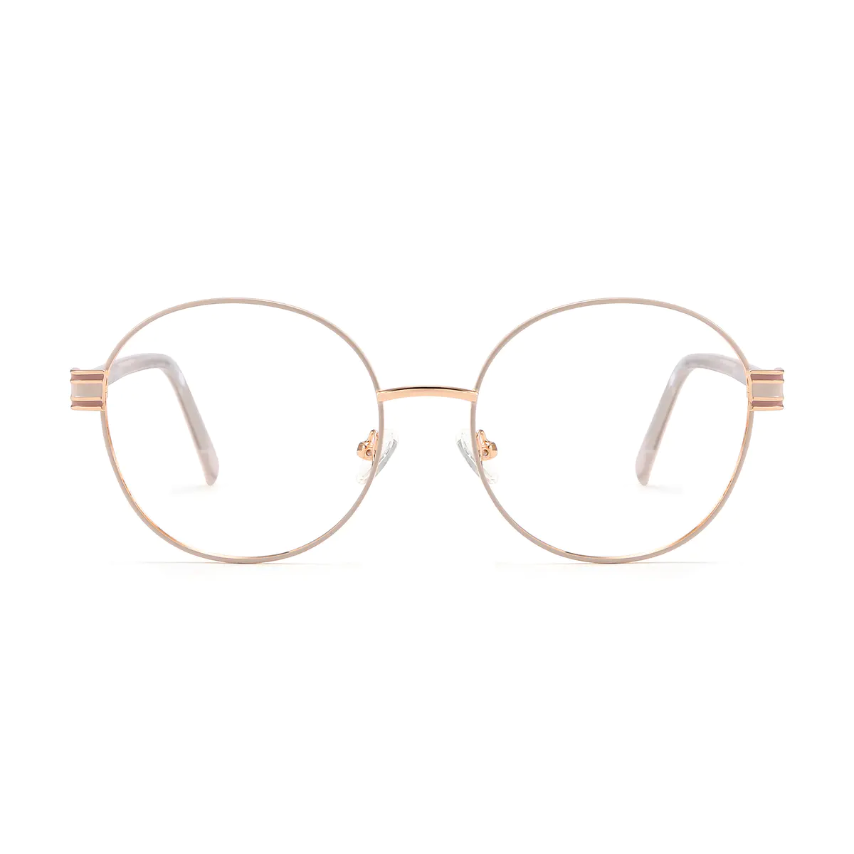 Round White/Gold Eyeglasses