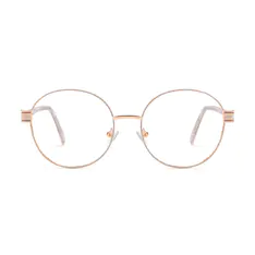 Round White/Gold Eyeglasses