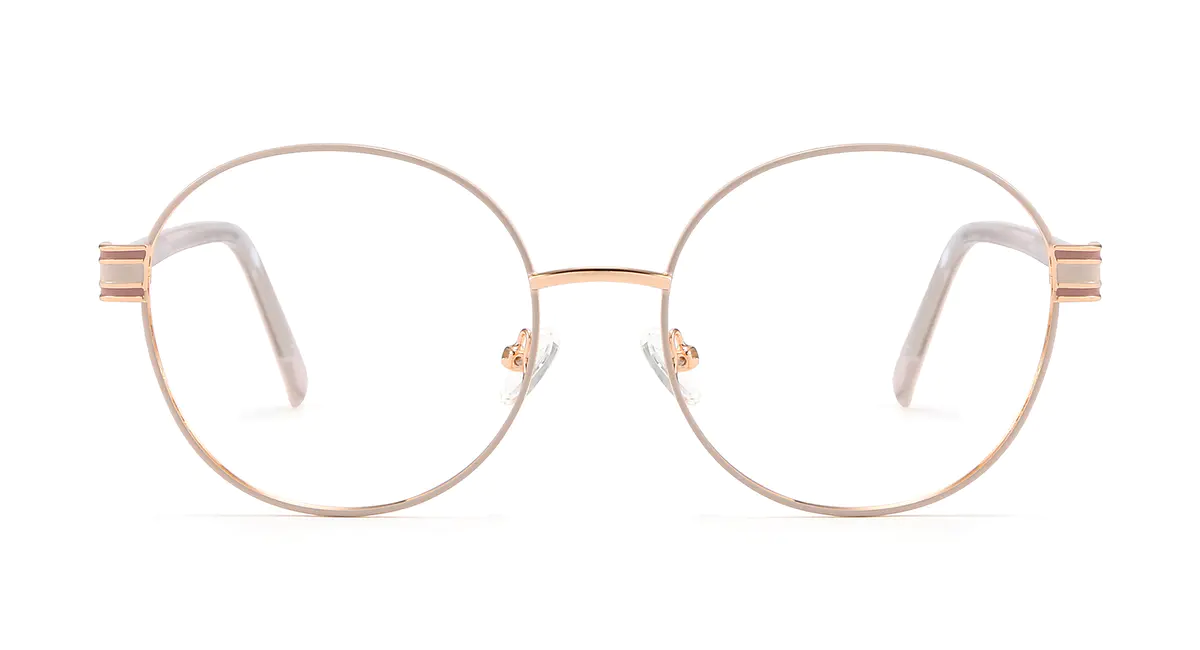 Round White/Gold Eyeglasses