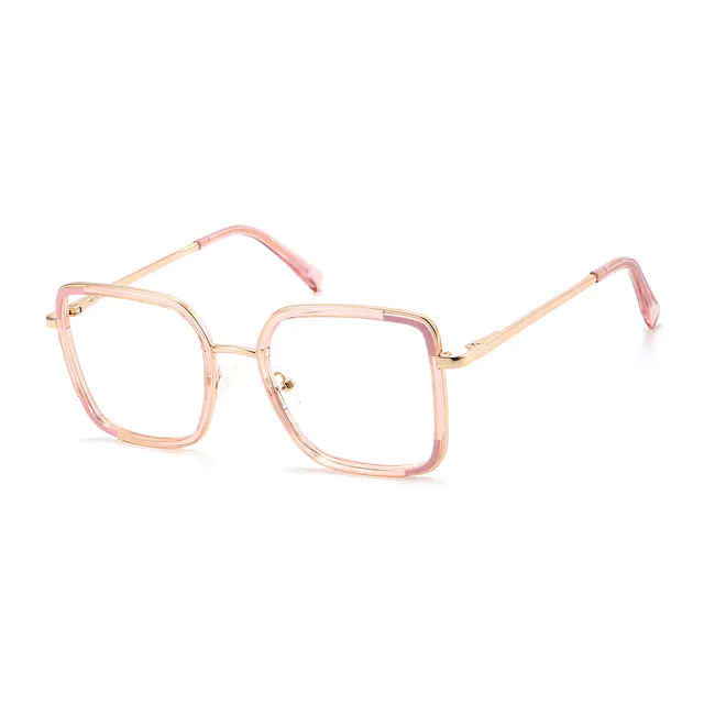 Square Transparent Pink Eyeglasses