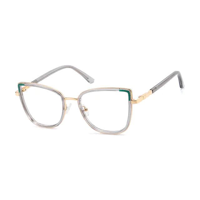 Cat-eye Transparent Gray Eyeglasses