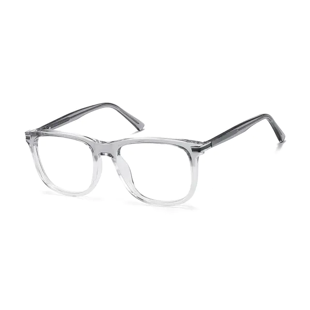 Square Transparent Gray Eyeglasses