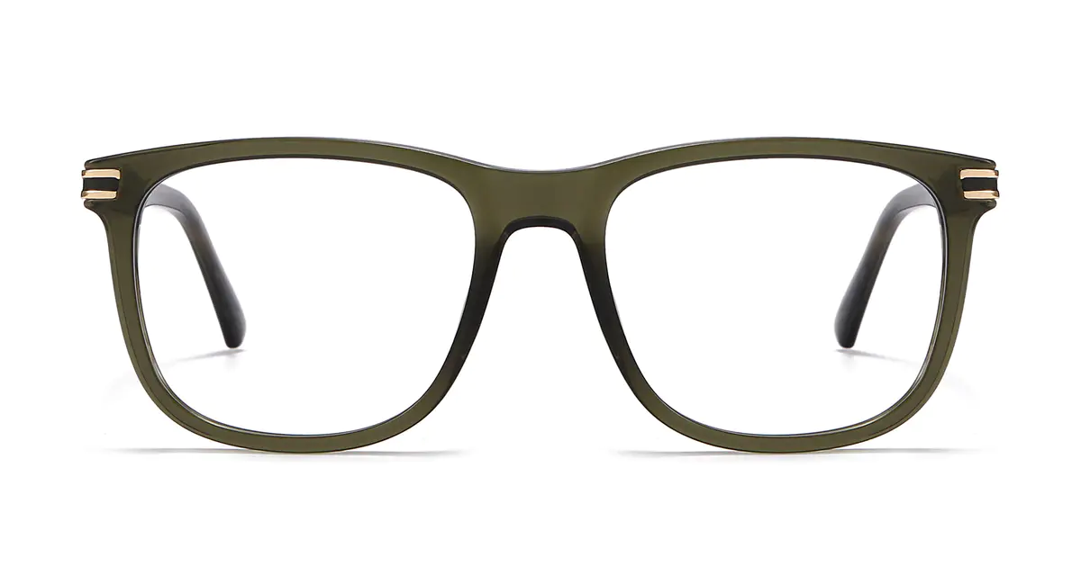 Square Dark Green Eyeglasses