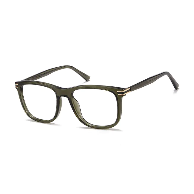 Square Dark Green Eyeglasses