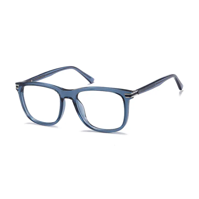 Square Transparent Blue Eyeglasses