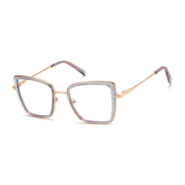 Square Transparent Gray Eyeglasses