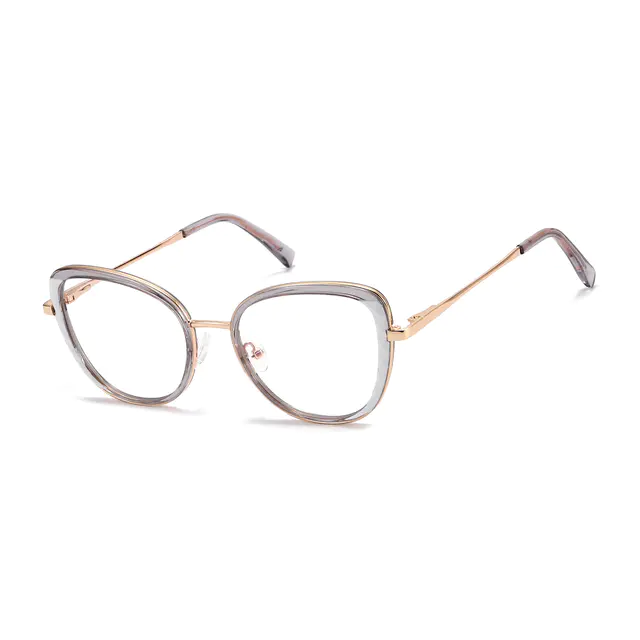 Cat-eye Transparent Gray Eyeglasses