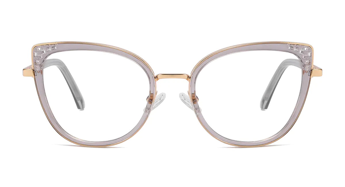 Cat-eye Transparent Gray Eyeglasses