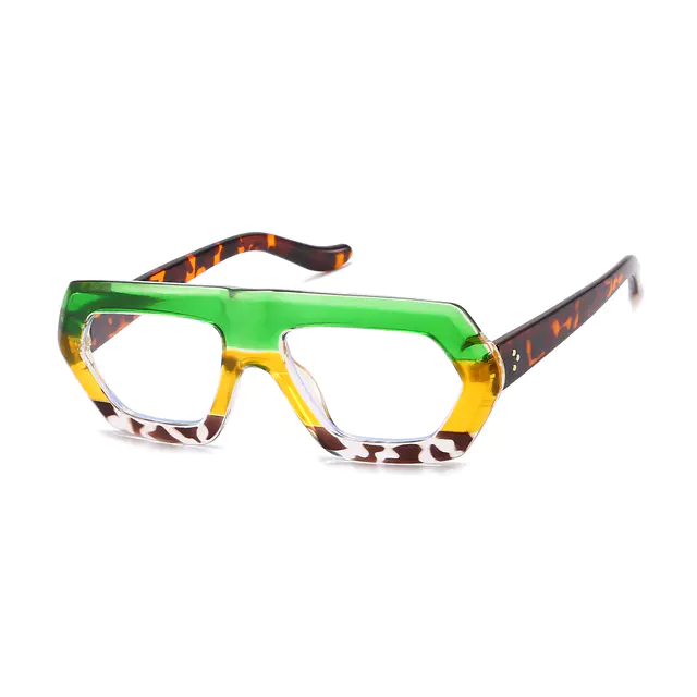 Geometric Tortoiseshell/Green Eyeglasses