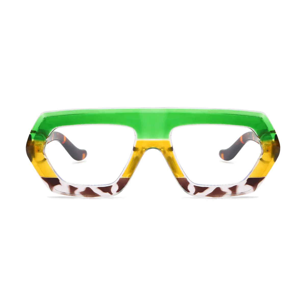 Geometric Tortoiseshell/Green Eyeglasses