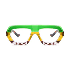 Geometric Tortoiseshell/Green Eyeglasses