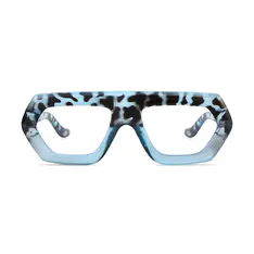 Geometric Tortoiseshell/Blue Eyeglasses