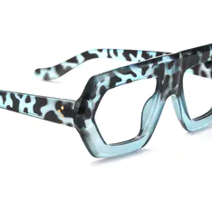 Geometric Tortoiseshell/Blue Eyeglasses