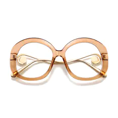 Oval Transparent Red Eyeglasses