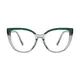 Cat-eye Green/Transparent Gray Eyeglasses