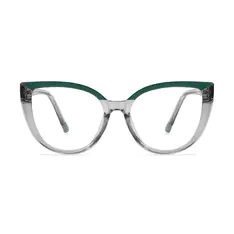 Cat-eye Green/Transparent Gray Eyeglasses