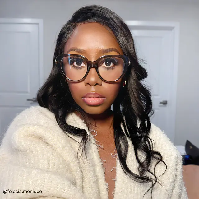 Cat-eye Transparent Brown Eyeglasses