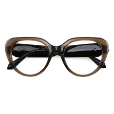 Cat-eye Transparent Brown Eyeglasses
