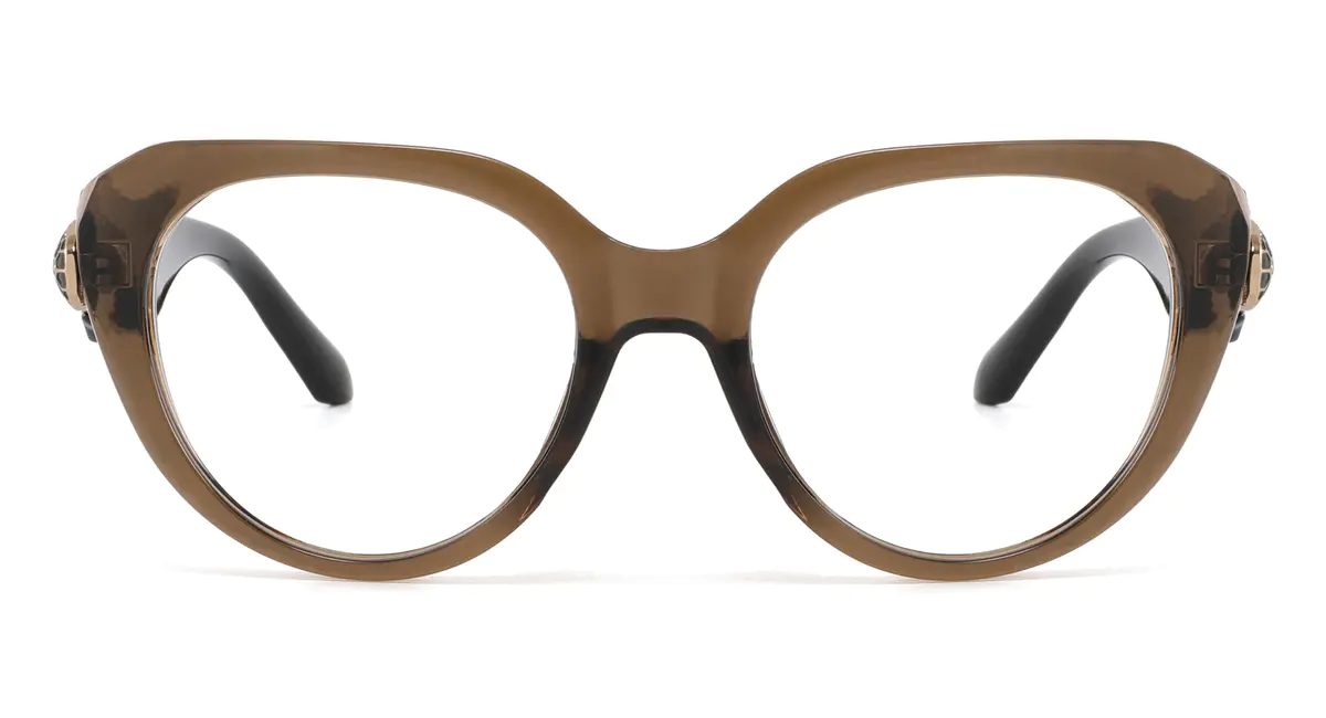Cat-eye Transparent Brown Eyeglasses