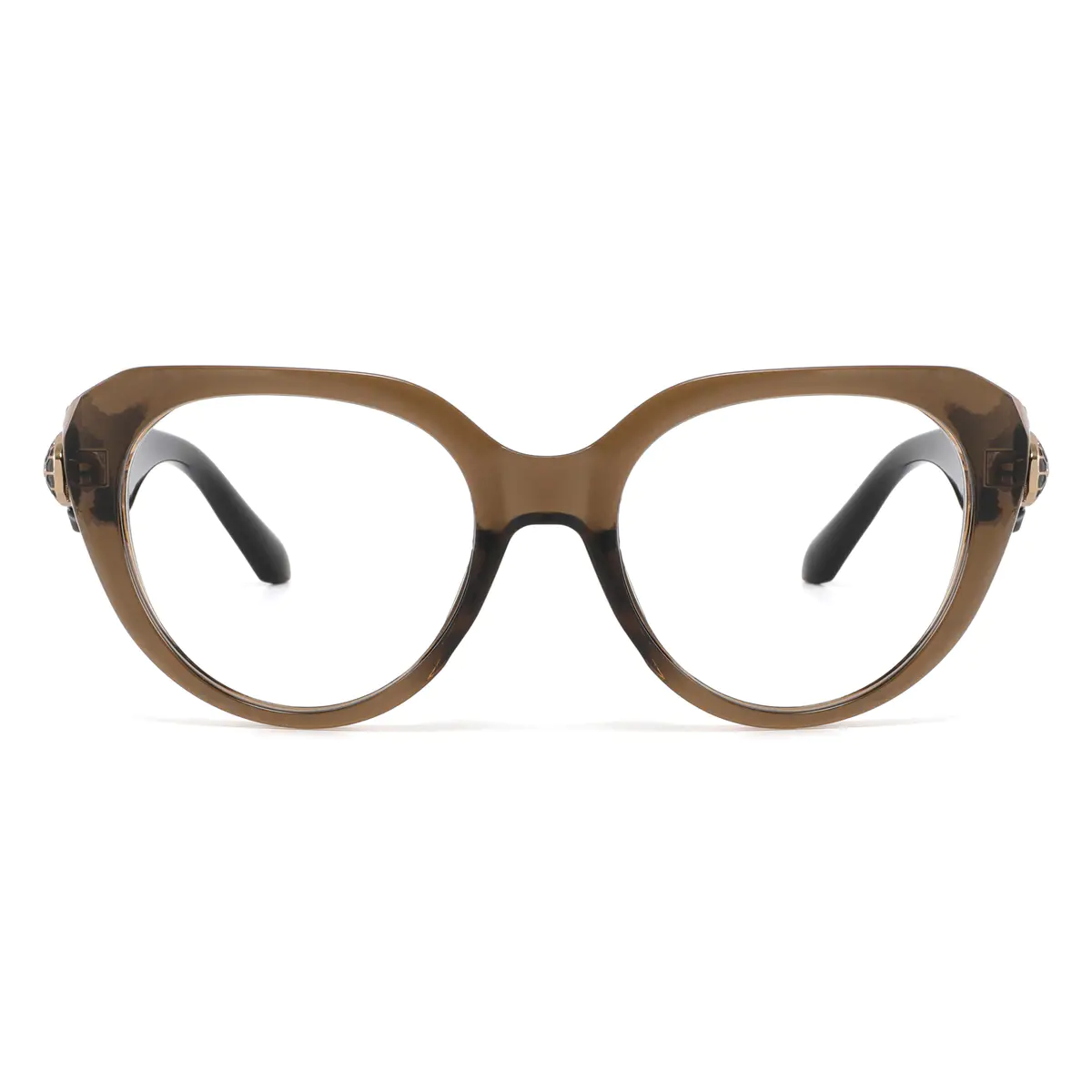 Cat-eye Transparent Brown Eyeglasses