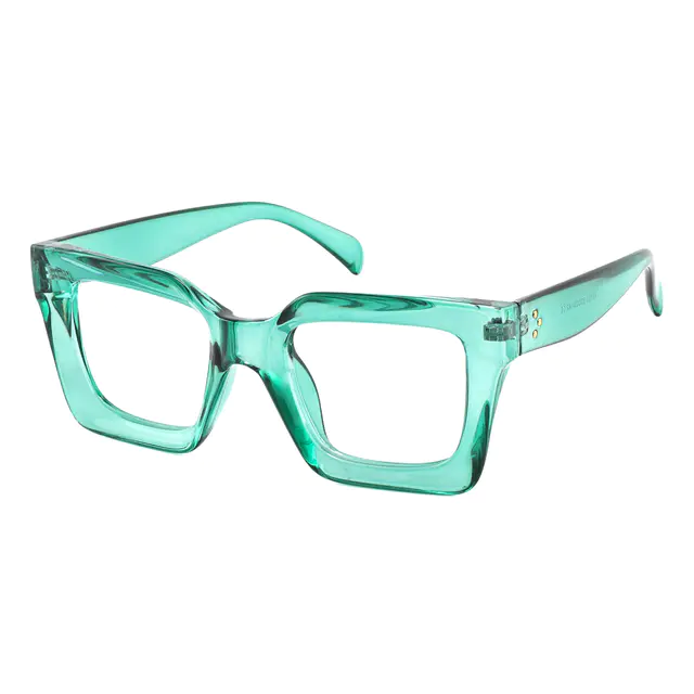 Square Transparent Green Eyeglasses