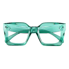 Square Transparent Green Eyeglasses