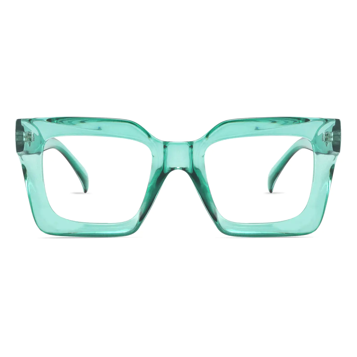 Square Transparent Green Eyeglasses