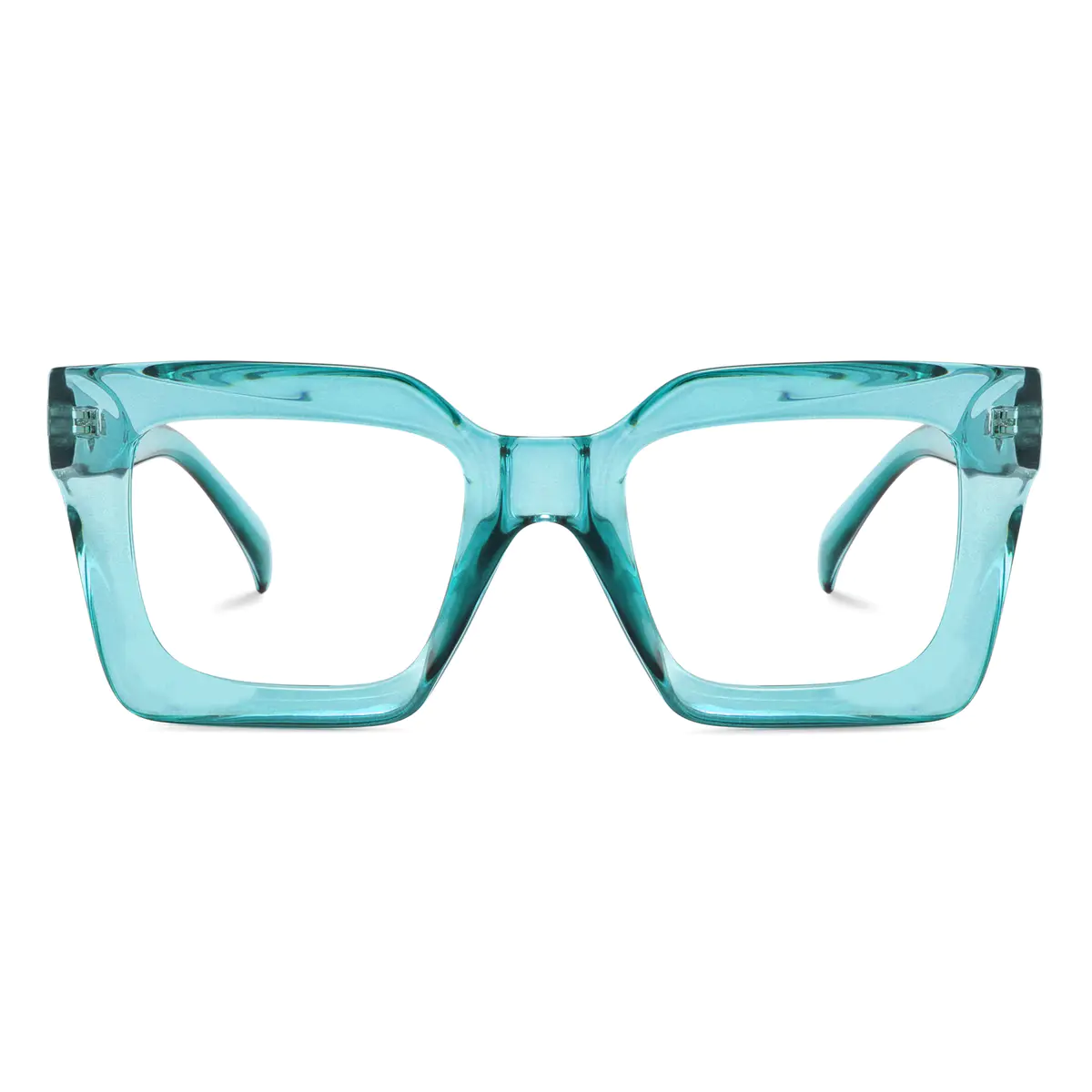Square Transparent Green Eyeglasses