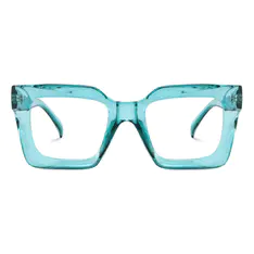 Square Transparent Green Eyeglasses