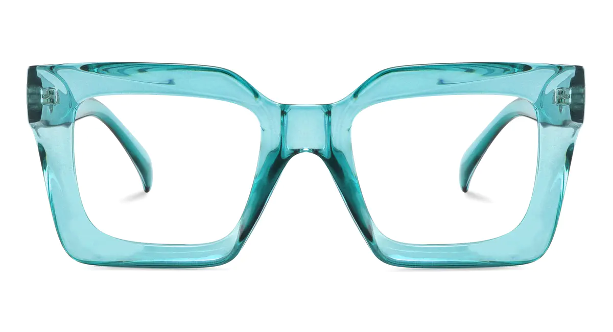 Square Transparent Green Eyeglasses