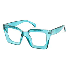Square Transparent Green Eyeglasses