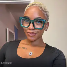 Square Transparent Green Eyeglasses
