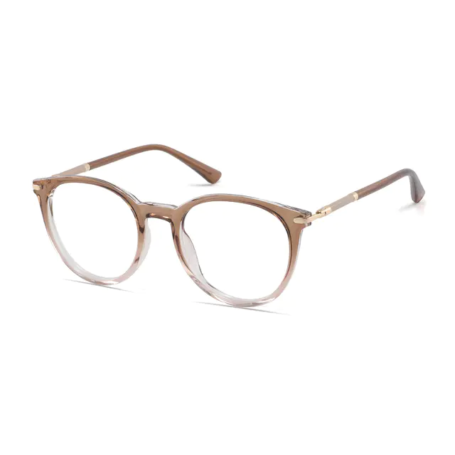 Round Transparent Brown Eyeglasses