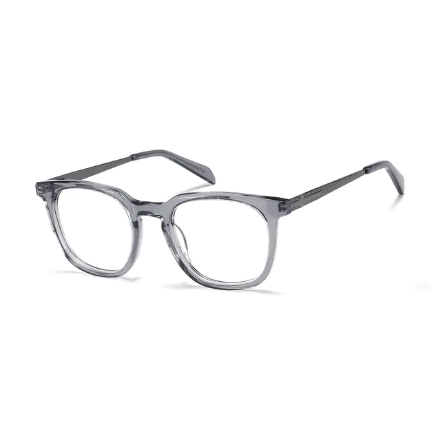 Round Transparent Gray Eyeglasses