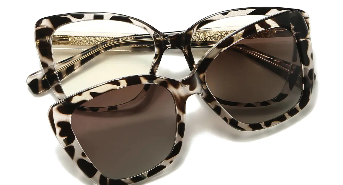 Cat-eye Gray/Tortoiseshell Clip-On Sunglasses