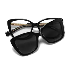 Cat-eye Black Clip-On Sunglasses