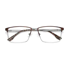 Classic Brown Unisex Metal Rectangle Full-Rim Business Glasses