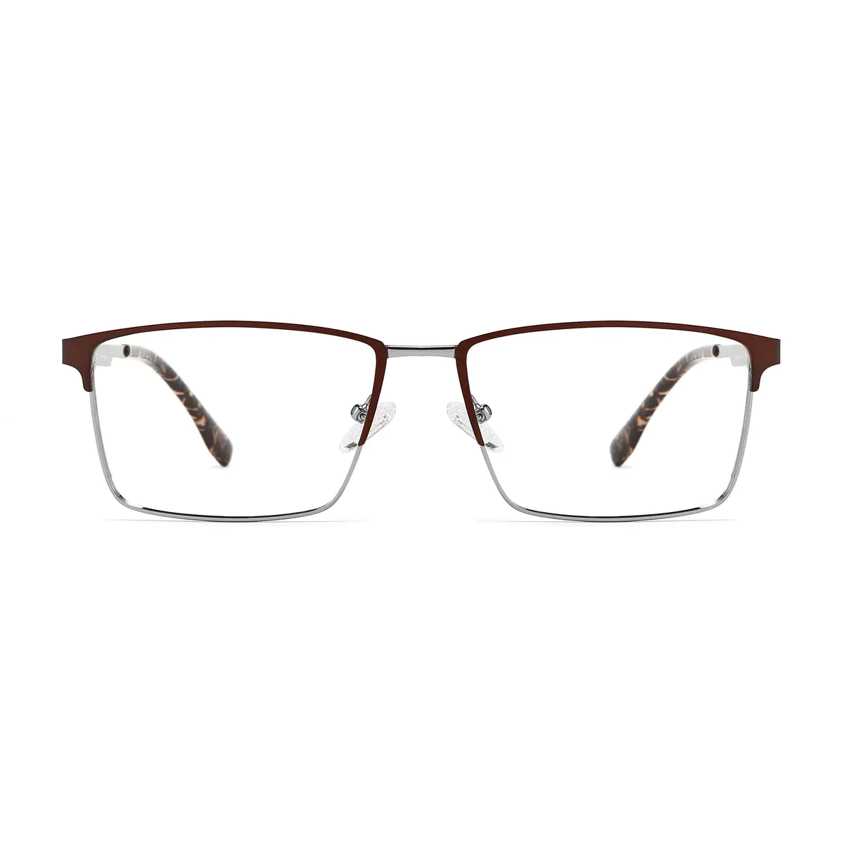 Classic Brown Unisex Metal Rectangle Full-Rim Business Glasses