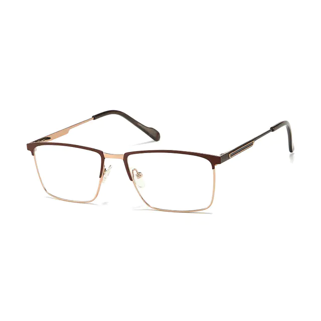 Rectangle Brown/Gold Eyeglasses