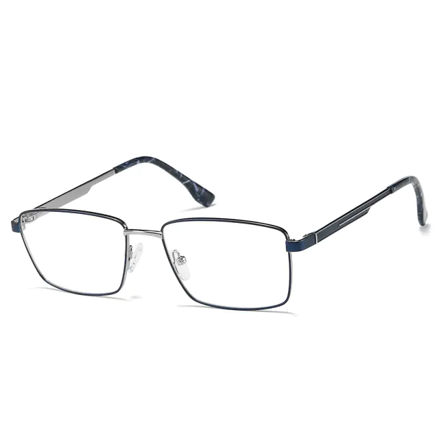 Rectangle Blue/Gun Eyeglasses