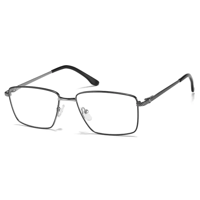 Rectangle Black/Gun Eyeglasses