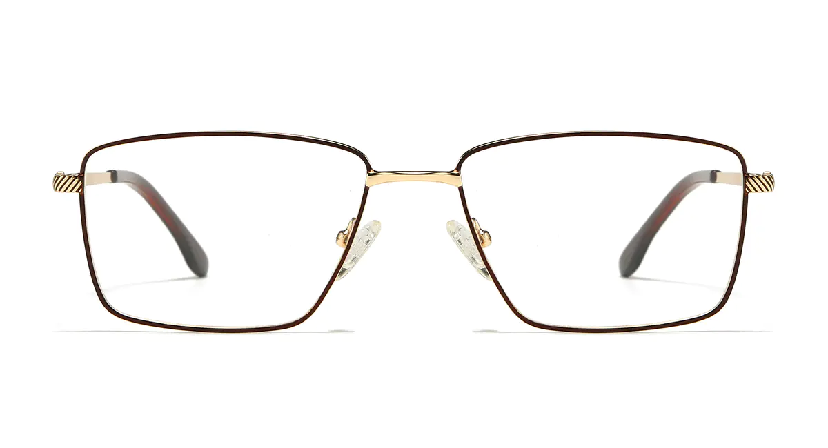 Rectangle Brown/Golden Eyeglasses