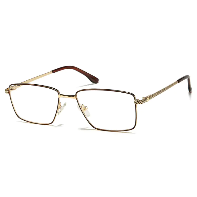 Rectangle Brown/Golden Eyeglasses
