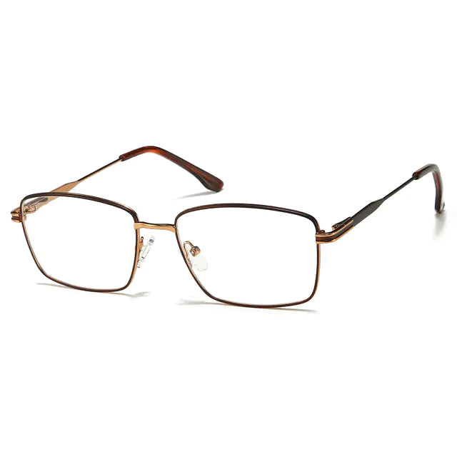 Rectangle Brown/Gold Eyeglasses