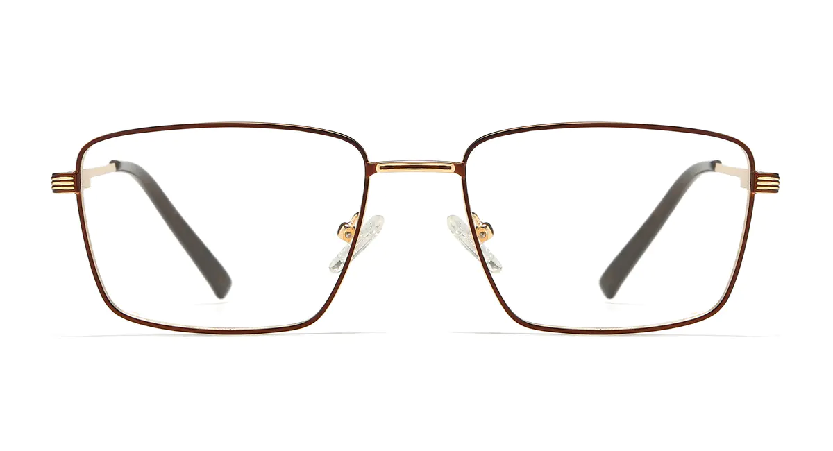 Rectangle Brown/Gold Eyeglasses