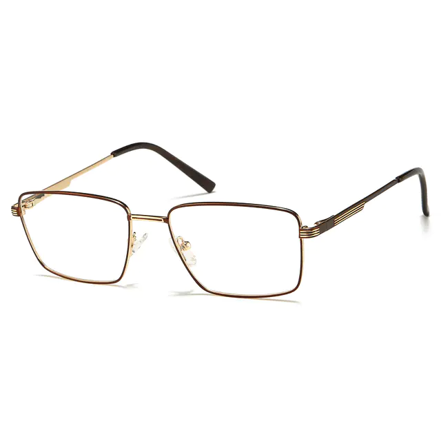 Rectangle Brown/Gold Eyeglasses