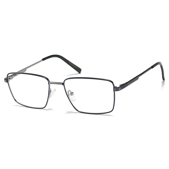 Rectangle Blue/Gun Eyeglasses