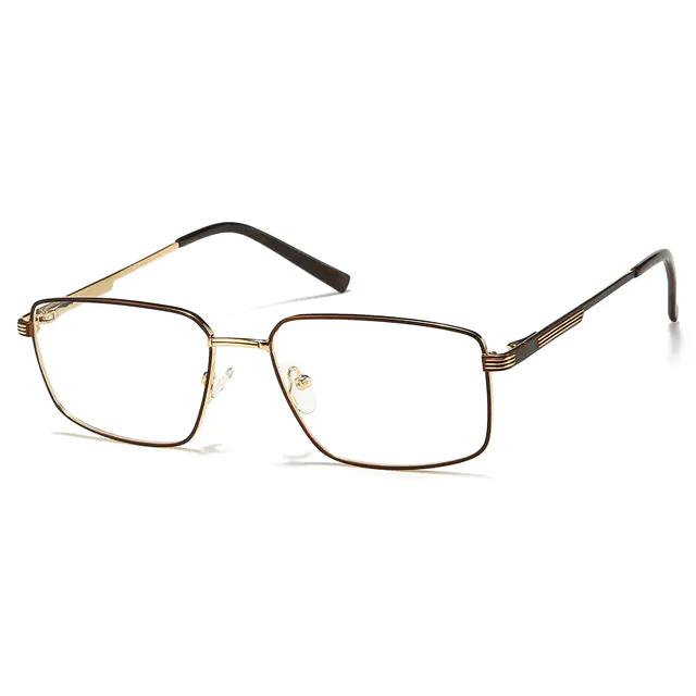 Rectangle Brown/Gold Eyeglasses
