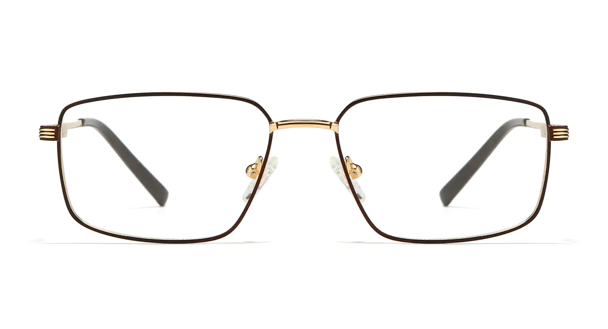 Rectangle Brown/Gold Eyeglasses