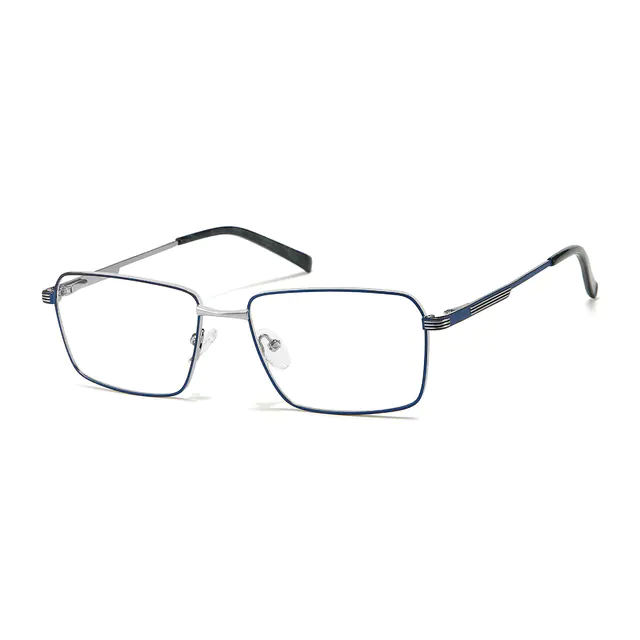 Rectangle Blue/Gun Eyeglasses